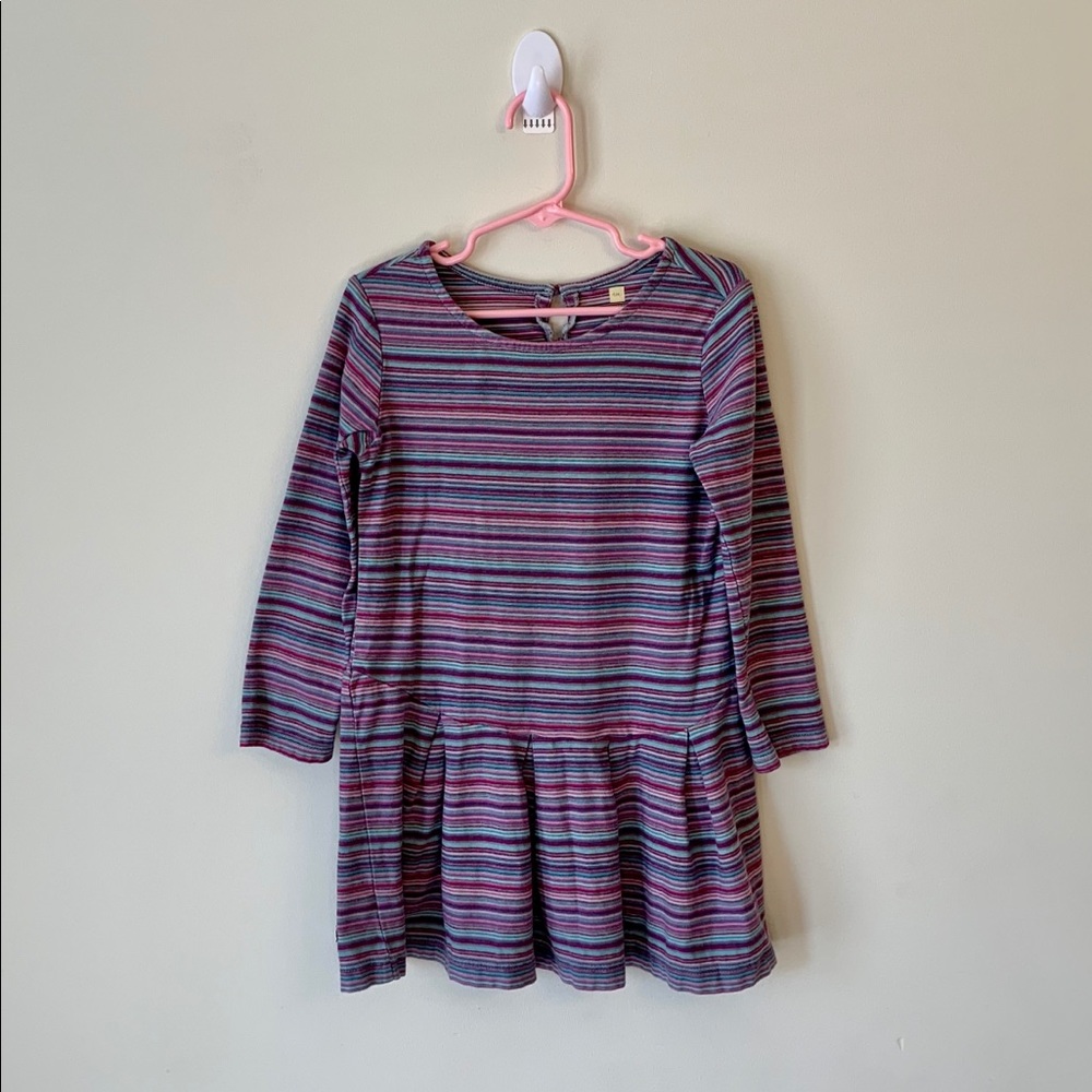Tea Collection Girls Stripe Long Sleeve Dress Size 5 Years